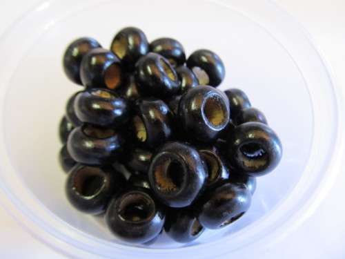 WOODEN BEADS BLACK RONDELLE - 7MM X 13MM - 20PC