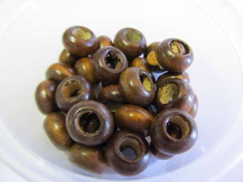 WOODEN BEADS BROWN RONDELLE - 7MM X 13MM - 20PC