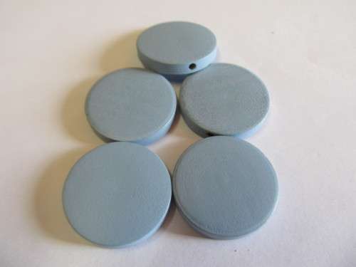 WOODEN BEADS GREY FLAT ROUND - 25MM X 5MM - 4PC