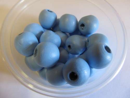 WOODEN BEADS BLUE ROUND - 13MM X 14MM - 8PC
