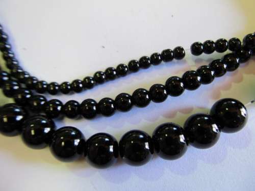 3 X 25PC BLACK GLASS BEADS MIX
