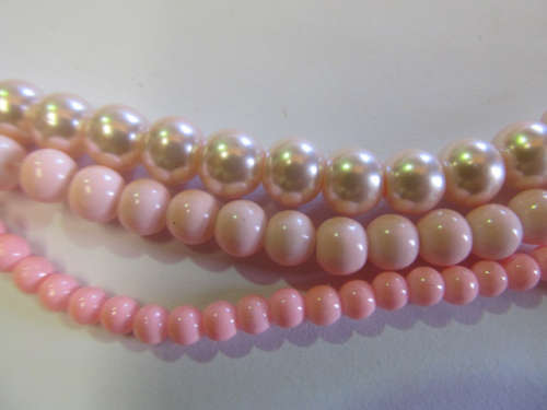 3 X 25PC PINK GLASS BEADS MIX