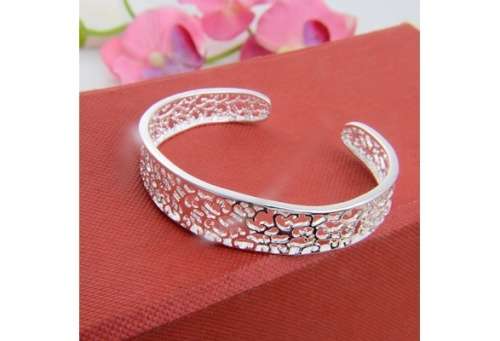 HOT 925 Sterling Silver Pattern Cuff Bangle Bracelet - FREE SHIPPING
