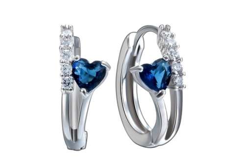 Wedding 925 Sterling Silver Women Jewelry Natural Sapphire Gemstone HoopS - FREE SHIPPING