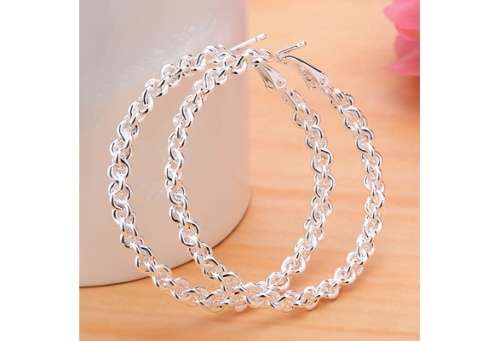 Women's Waved 925 Sterling Silver Twisted Dangle Punk Hoop Earrings- FREE SHIPPING