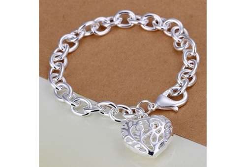Women's 925 Silver plated Sweetheart Hollow out Heart Bracelet - FREE SHIPPING