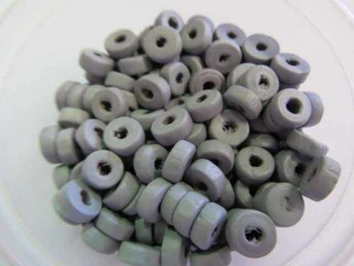 WOODEN BEADS DISCS LIGHT GREY - 4MM X 8MM - 50PC