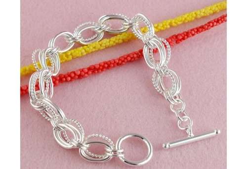 Jewelry 1pc 925 Sterling Silver charming T/O link chain women's Bracelet  - FREE SHIPPING