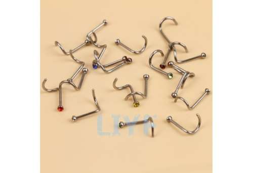 20pcs Mix Colors Rhinestone Nose Studs Screw Ring Bone Bar Pin Piercing Jewel - (international item)