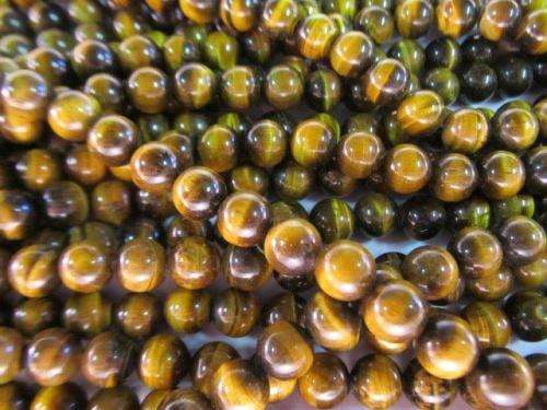 ROUND TIGER EYE NATURAL BEADS - 48PC