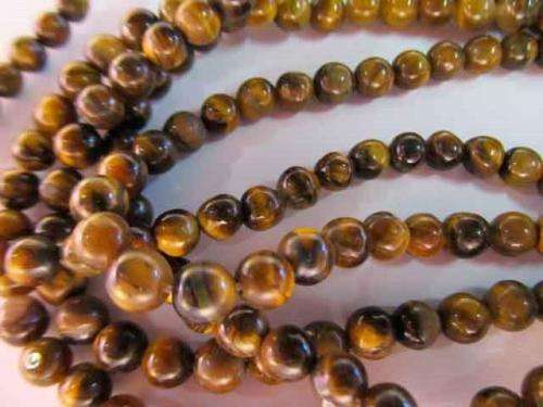 ROUND TIGER EYE NATURAL BEADS - 66PC