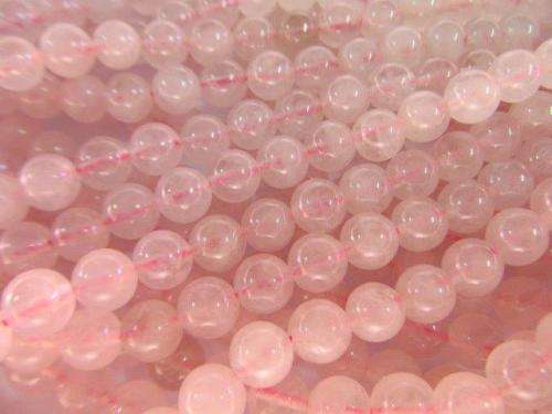 ROUND ROSE QUARTS NATURAL BEADS - 48PC