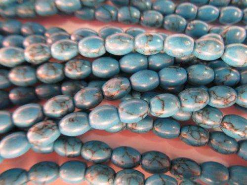 OVAL TURQUOISE HOWLITE NATURAL BEADS - 36PC