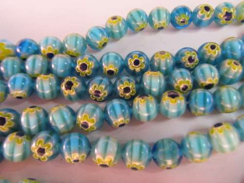 GLASS MILLEFIORI BEADS - ROUND - 40PC