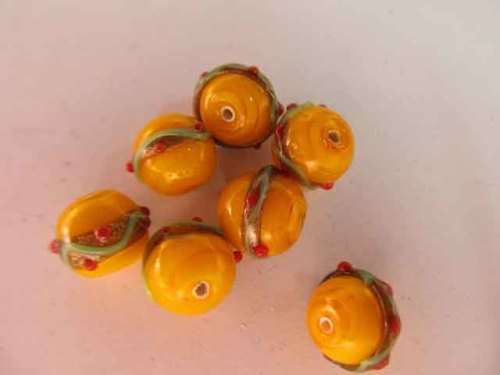 GLASS HANDPAINTED BEADS - ROUND - 6PC