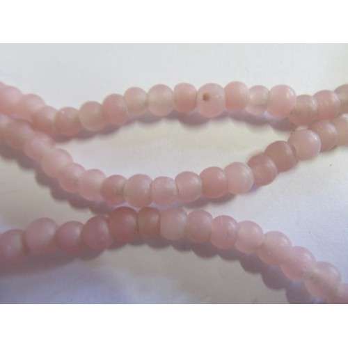 GLASS INDIAN BEADS - MATTE ROSEBUD - 20PC