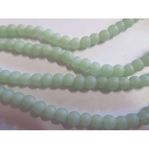 GLASS INDIAN BEADS - MATTE SOFT GREEN - 20PC