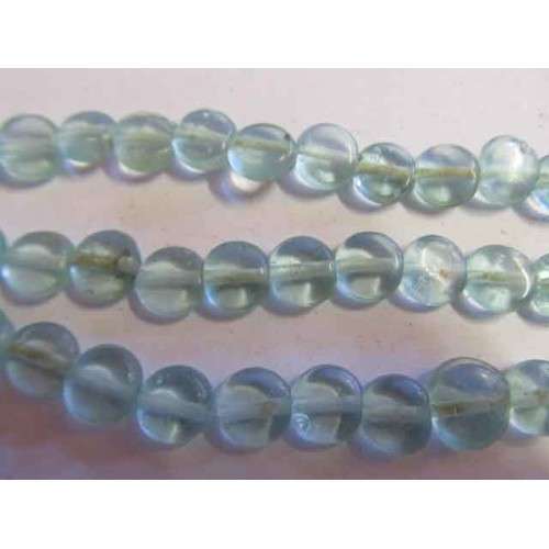 GLASS INDIAN BEADS - CLEAR SEAFOAM - 20PC