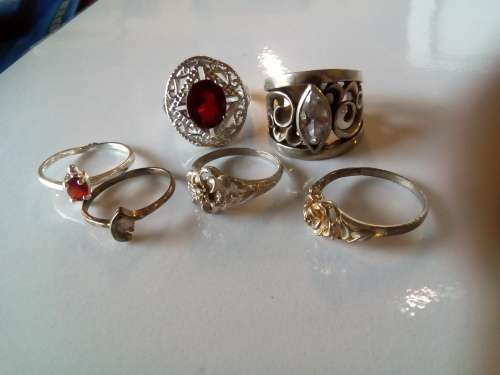 6pc silver ring set