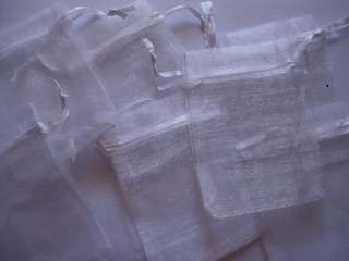shiny white organza bags - 9cm x 7cm