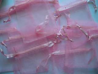 shiny pink organza bags - 9cm x 7cm