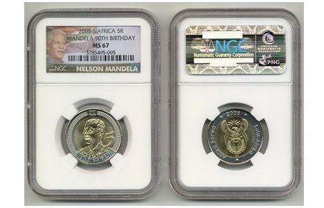 *PLEASE MAKE OFFERS* Nelson Mandela 90th Birthday 2008 R5 NGC graded MS67 #NEW SPECIAL EDITION LABEL