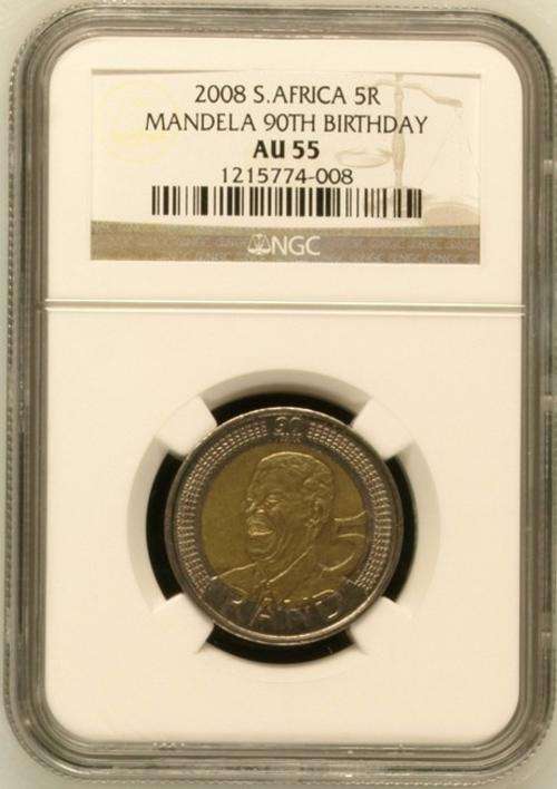 **X-MAS CLEARANCE** MANDELA B-DAY 2008 R5 AU55 NGC