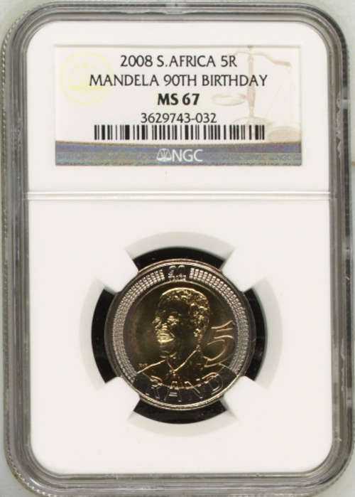 <---- CLICK FOR BIG PIC **CLEARANCE** 2008 R5 BIRTHDAY MANDELA MS67 NGC
