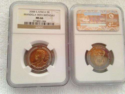<---- CLICK FOR BIG PIC **CLEARANCE** 2008 R5 BIRTHDAY MANDELA MS66 NGC