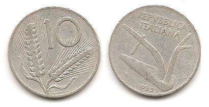 Italiana 10 Lire Coin 1953 (F)