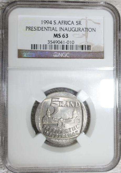 THE CHEAPEST ONE ON BOB! BUILDING IN FRONT! VERY,VERY SCARCE! NGC GRADED INAUGURATION R5 1994 MS63 !