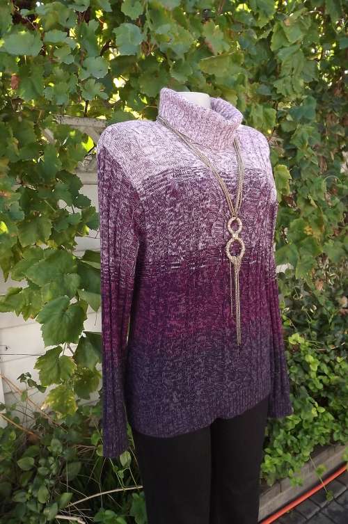 Knitted burgendy mottled acrylic knit polo neck jersey.Size 38/14 by News.As new.