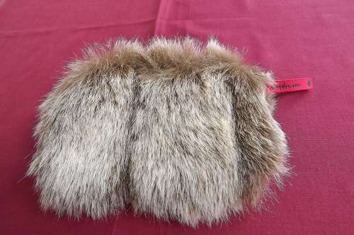 Small faux fur zipped bag for your handbag. Light brown. Soft and fluffy! 11cm x 17cm. New item