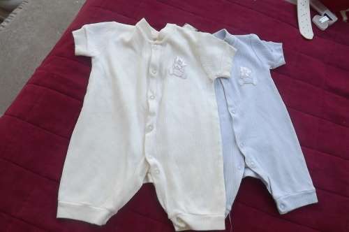 Set of 2  summer cotton baby grows in yellow and blue 1x newborn,1x 0-3 months. As new