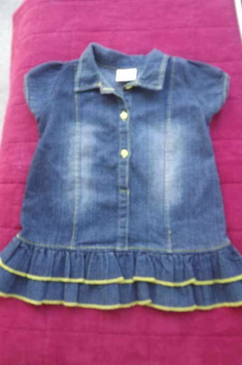 Blue denim dress by CUDDLESOME for size 6 to 12 months.Frilled with collar.As new