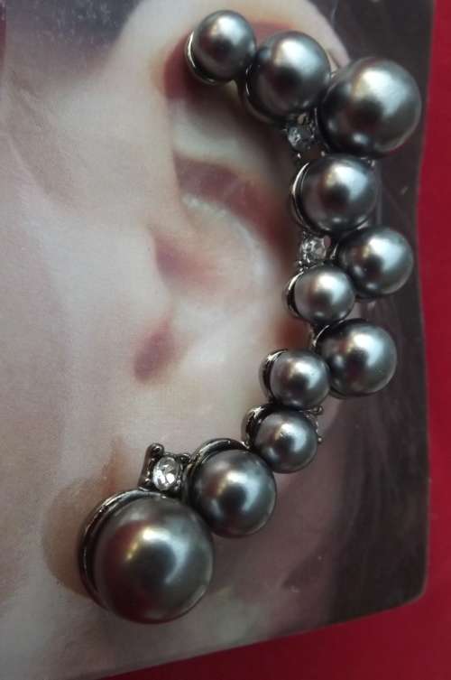 New  fashion ear stud and clip.in grey colour faux pearls and simulated diamonds.Never used