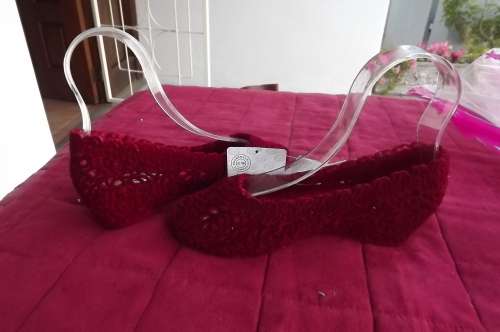 Pair of dark red velvet shoes in size 36/3 by XRT. Soft and flexable.New-store sample