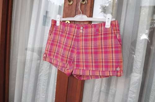 Ladies cheerful pink/orange checked shorts.size 36/12 by LEGIT.In polycotton fabric.