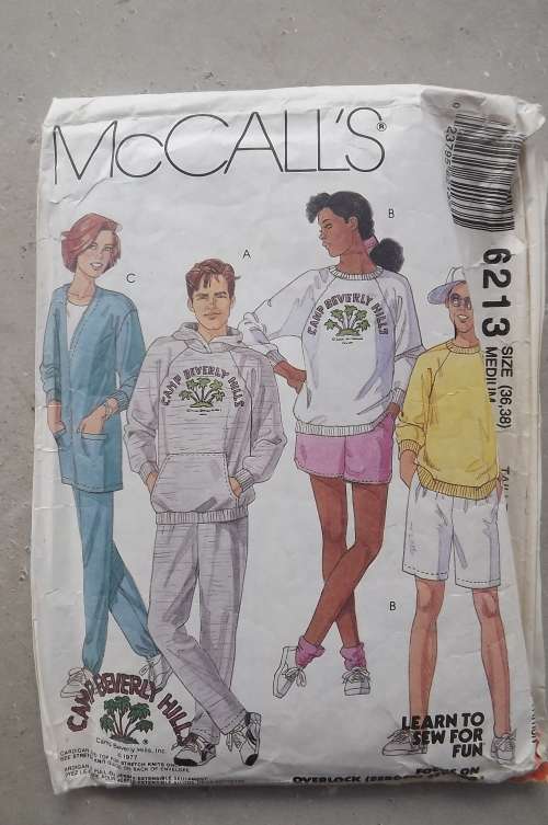 McCALL'S sewing pattern 6213 size 36 to 38 for cardigan,pant,shorts and tops.Partly cut out