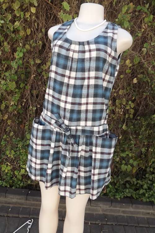 Mini dress by RICHELL ARMY in blue,white and red tartan check.Size 34/10.New condition