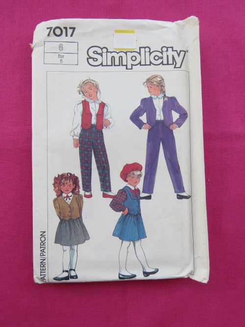 'SIMPLICITY' sewing pattern 7017 in size 6 for skirt,top,pants and waistcoat.