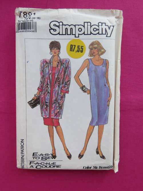 'SIMPLICITY' 7891 sewing pattern for pullover dress and jacket in sizes 10-16.