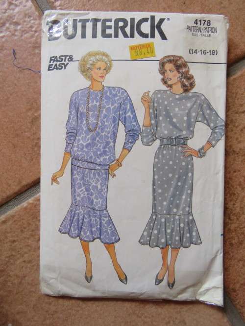 'BUTTERICK' pattern 4178 in sizes 14/16/18 for dress top and skirt.Good condition.