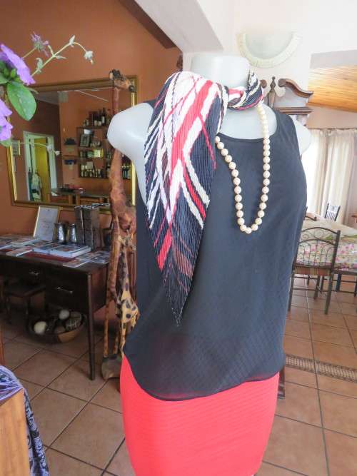 Beautiful permanent pleated square silky polyester scarf in white,red,beige and black.New item.