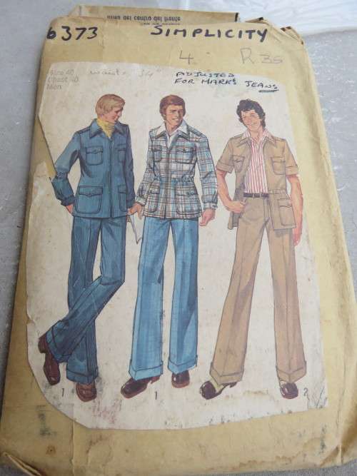 `SIMPLICITY` pattern 6373 in sizes 34-44 for men`s unlined shirt-jacket and pants.