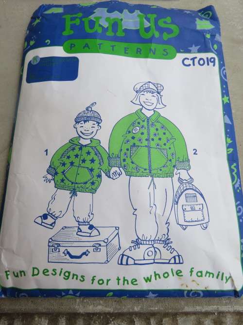 'FUN US' pattern CT019 for kiddies winter jacket in sizes 1-2,3-4,5-6,7-8.