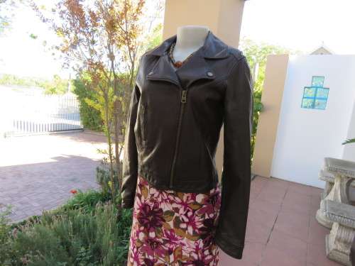 Fashion choc brown bomber faux leather jacket by 'CHEROKEE'.Best fit size 32-34.As new.