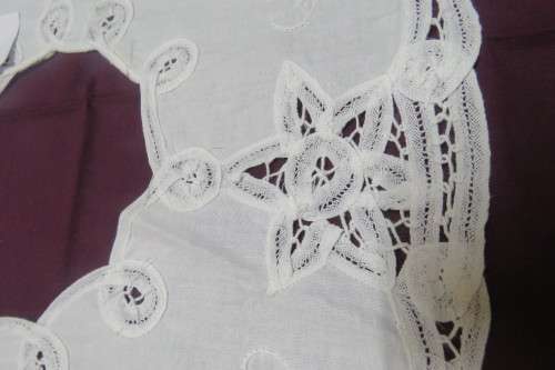 Fabulous off white linen loose vintage collar embroidered and richly decorated. Adult size.