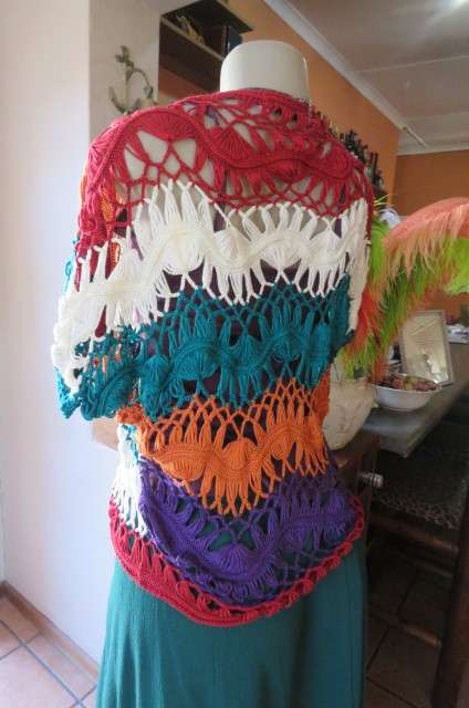 Multicolour bolero combination of knit and crochet stitching size 38/14 by 'Bellezza Signora'.