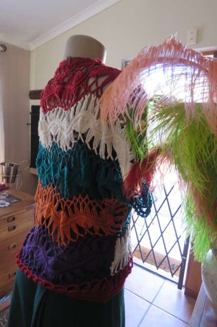 Multicolour bolero combination of knit and crochet stitching size 38/14 by 'Bellezza Signora'.